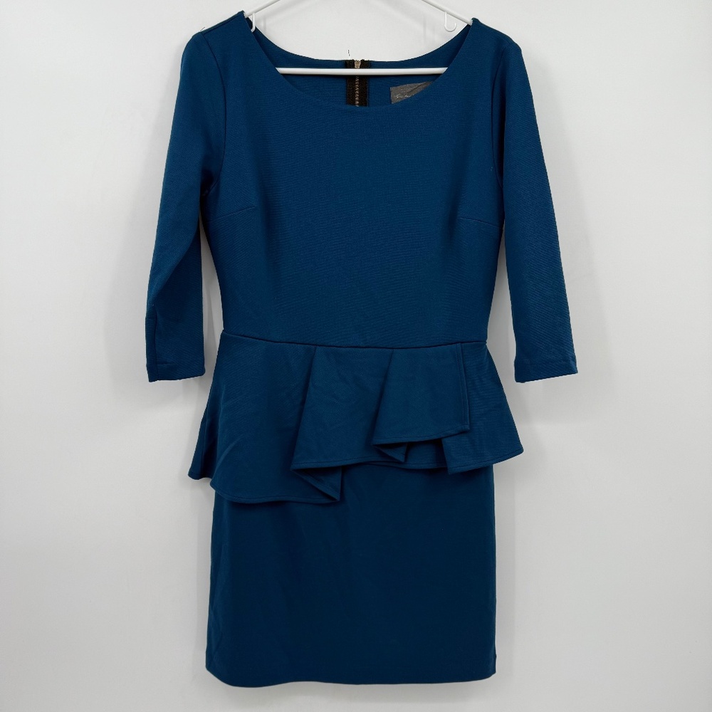 Sunday In Brooklyn Anthropologie Dress Women Medium Blue Peplum Office Career